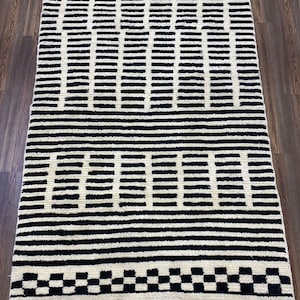 Marokkaans geruit vloerkleed - platgeweven berber capet - marokkaans berber vloerkleed - hal tapijt - beni ourain runner tapijt.