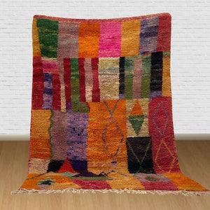 Gorgeous Boujaad Rug, Moroccan Handmade Carpet, multi color Rug, Berber Rug, Abstract Rug, boujad rug, Tappish Marokko. Authentic Rug