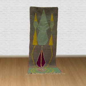Green Moroccan Boujaad Rug 6x9: Handwoven Berber Wool Rug