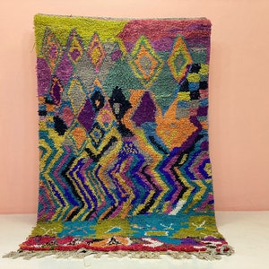 Authentic Berber Rug, Moroccan Rug, Handmade colorful berber Rug, Wool Rug, Abstract Rug, Moroccan Carpet, 4ft x 6ft Bohemian Rug