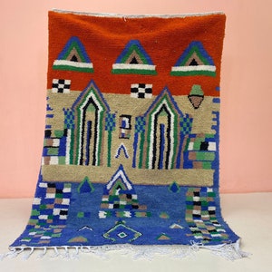Colored Moroccan Style Rug ,wool rug ,Moroccan Rug ,Berber Carpet , Handmade rug , Hand woven Morocco Carpet - beni ourain style