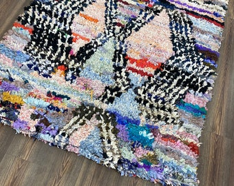 Handmade Azilal Berber Rug: Colorful Moroccan Tribal Decor (4.4x5.7 ft)