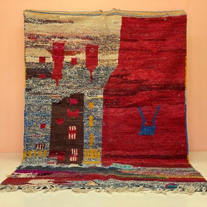 Handwoven Berber Wool Rug: Multicolored Moroccan Atlas Carpet