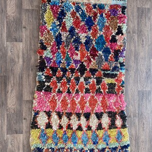 moroccan berber  Handmade Boucherouite Vintage Rug! 3.3x6.2 ft