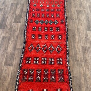 Vintage Boujaad Unique Runner wool Rug - Colorful Moroccan Runner - Handmade Rug Runner - Vintage Moroccan rug runner 3.3x8.6 ft