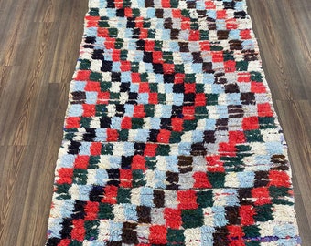 Tapis Marocain Vintage Boucherouite - 4x8 - Noir - Neuf - Fabriqué à La Main