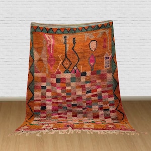 Handmade Moroccan Berber Wool Rug: Colorful Bohemian Area Rug