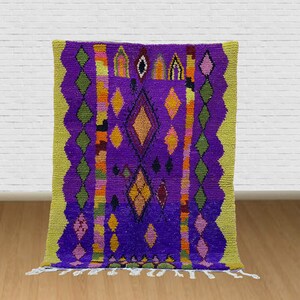 Berber Rug, Moroccan Rug, Beni Ourain, Wool Rug, Bohemian, Beni Mguild Rug,  Handmade colorful carpet .