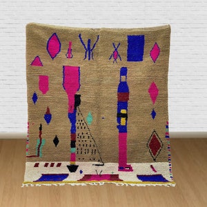 Berber Rug colorful Cotton, Handmade berber Carpet, Boujaad Rug For Bedroom Aesthetic, Beni Ourain Rug Runner For Kitchen