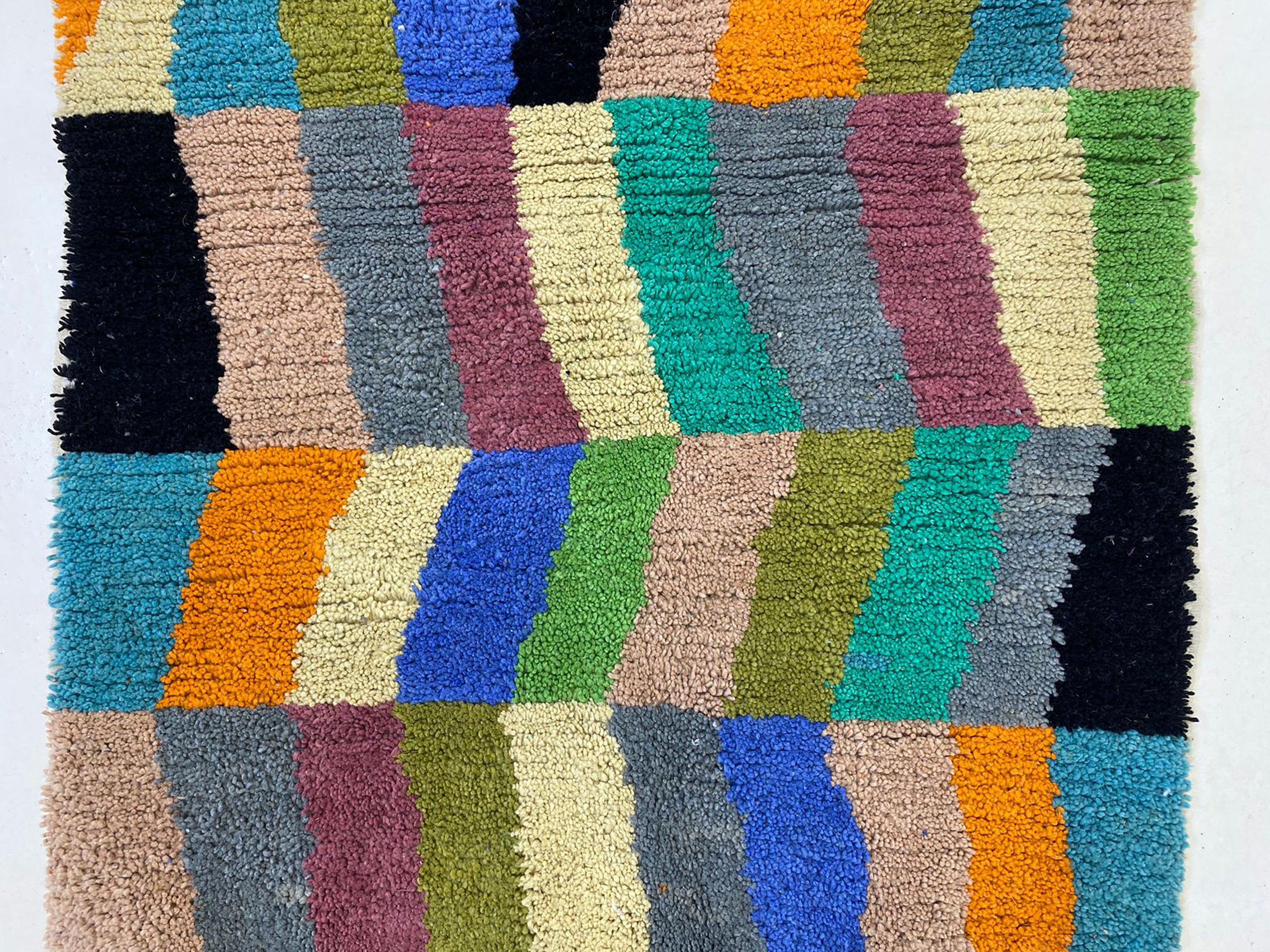 手織りモロッコベルベルラグ：幾何学模様のウールパッチワーク - Etsy 日本