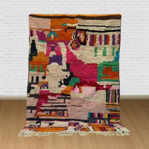 Handmade Colorful Berber Rug: Custom Moroccan Beni Ourain Rug