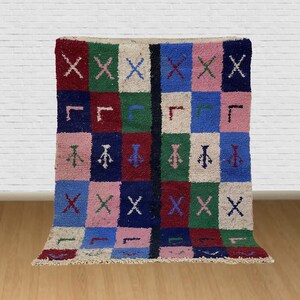 Moroccan rug, Authentic beni ourain Rug, soft wool rug, abstract berber rug 5x8 ft