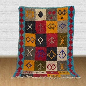 Berber Rug, Handmade Wool Rug Livin Room, Berber Rug Colorful 9x12, Moroccan Bedroom Area Rug, Azilal Home Decor Gift, Bohemian Rug Wedding
