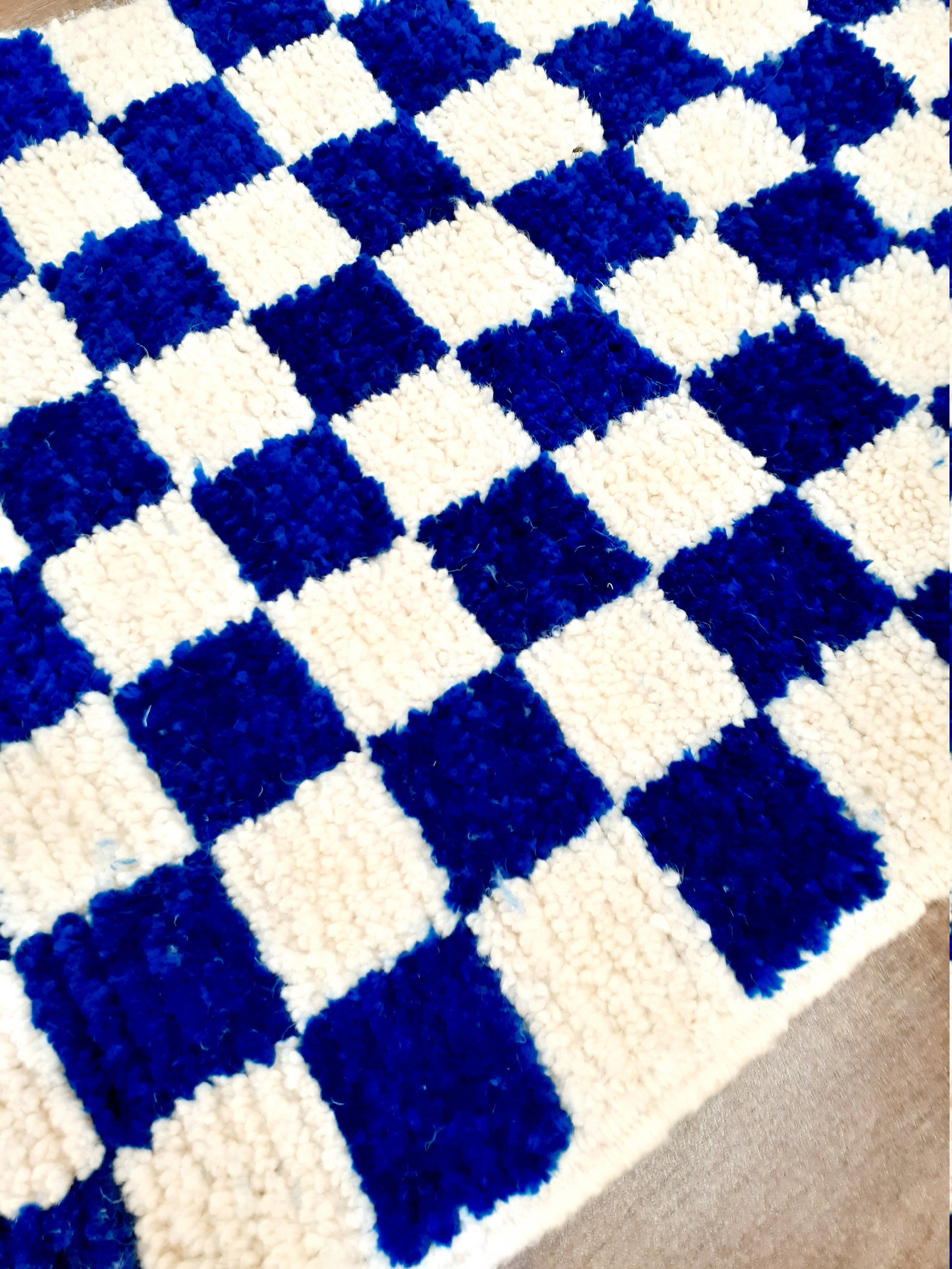 Dark blue checkered runner rug berber checkered runner rug Etsy