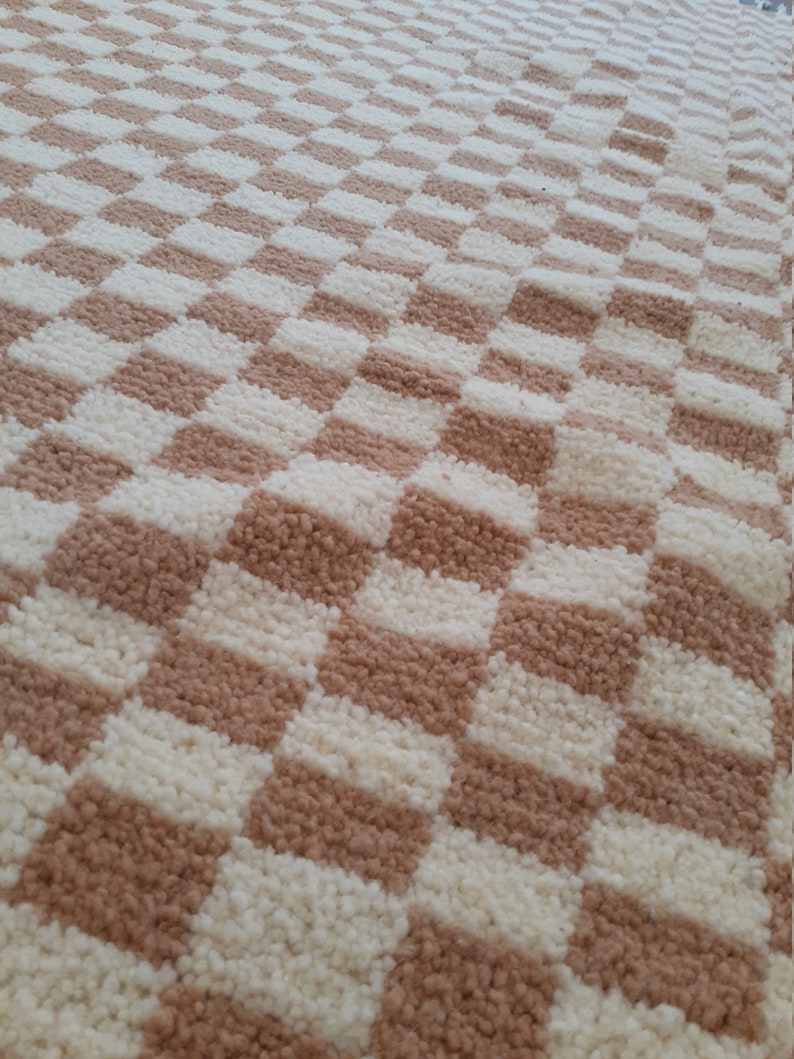 Brown and White Checkered Rug Moroccan Berber Checkered Rug Etsy