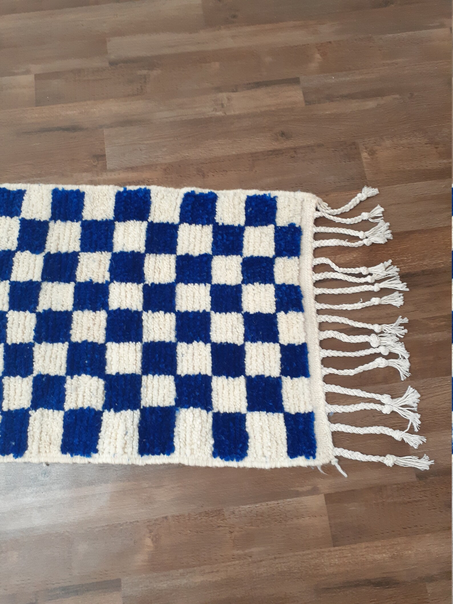 Dark blue checkered runner rug berber checkered runner rug Etsy