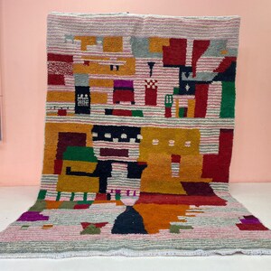 Gorgeous Wool Colorful Rug ,Beni Ourain area Rug ,Authentic Hand woven  Moroccan rug ,Berber Wool Carpet