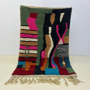 Artistic Beni Ourain Rug: Colorful Modern Berber Carpet