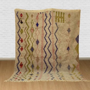 Handmade Moroccan Wool Rug: Colorful Berber Bohemian Rug