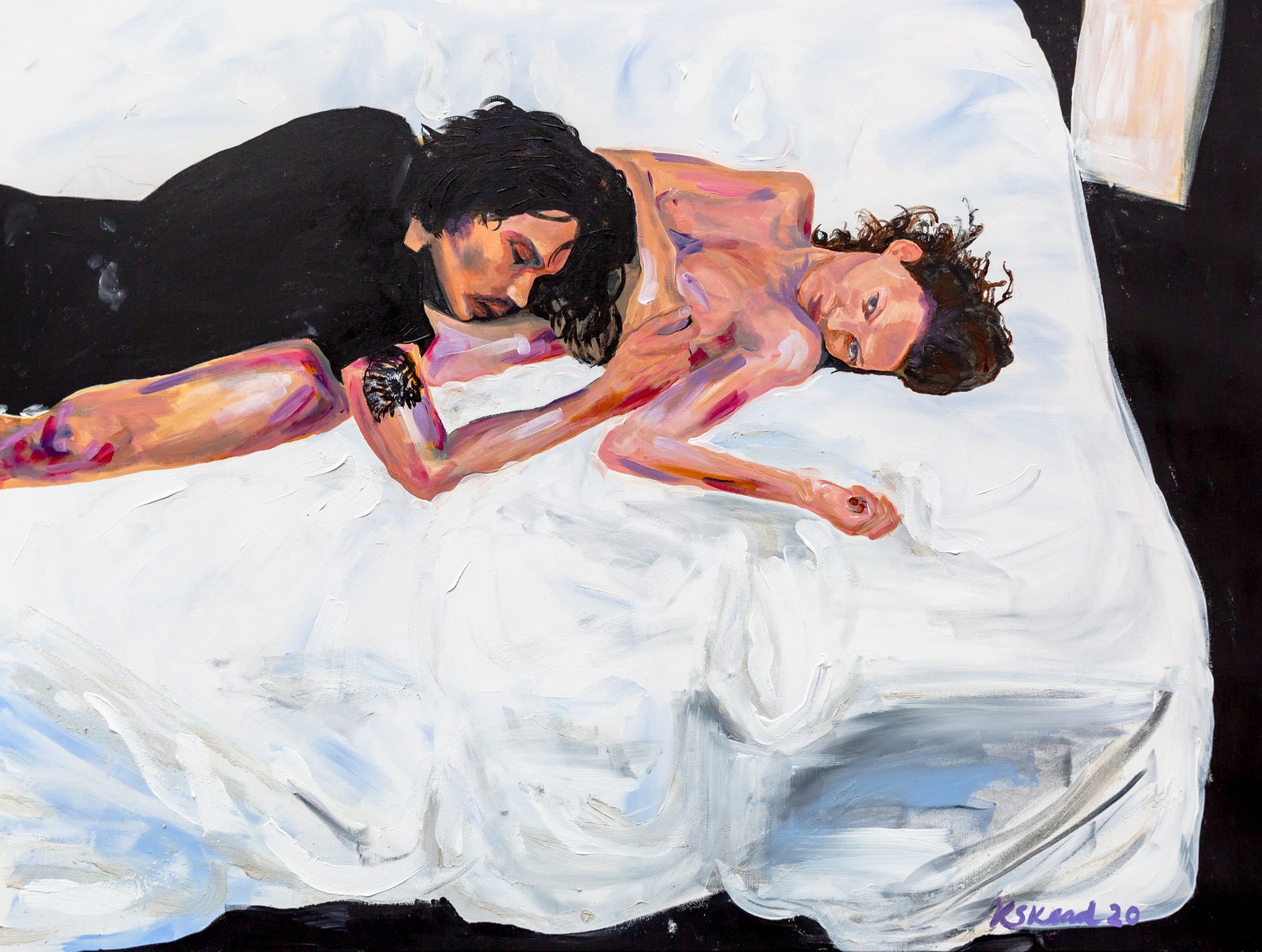 Kate Moss and Johnny Depp on a Bed Painting titled | Etsy