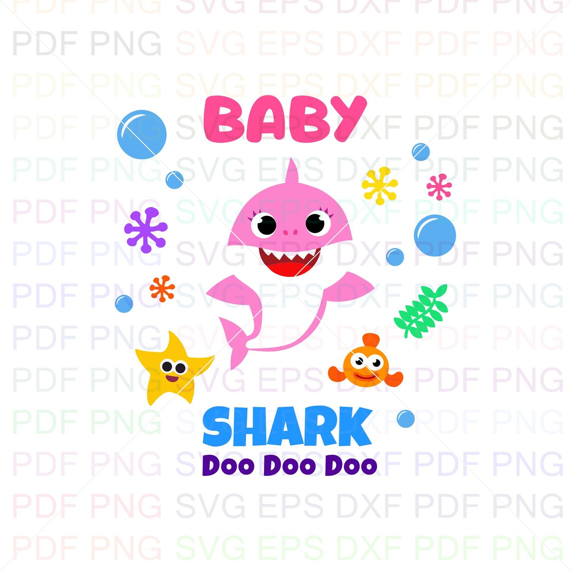 Girl Baby Shark Pink With Elements 02 Svg Dxf Eps Pdf Png Etsy