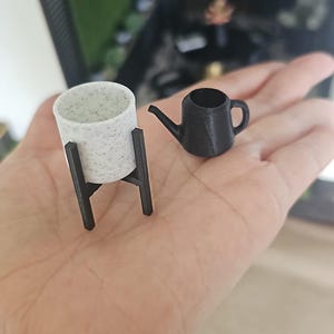 1:12 Modern Dollhouse Miniature Plant Pot with Stand and Watering Can