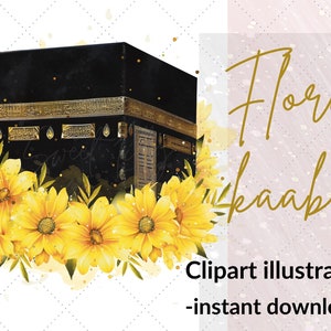 Floral kaaba clip art illustration | Eid al adha digital file | Islamic floral clip art | Kabaa png file |  Commercial use islamic graphics