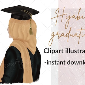 Hijabi graduation clip art illustration | Clipart islamique | Diplômé hijabi numérique | Image png islamique | clipart à usage commercial islamique