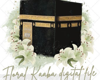 Floral kaaba clip art illustration | Kaaba digital file | Islamic floral clip art | Kabaa png file |  Commercial use islamic graphics