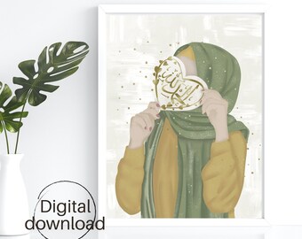 Hijabi digital poster | Alhamdulillah digital poster | Islamic digital print | Islamic digital download | Islamic printable | Muslimah print