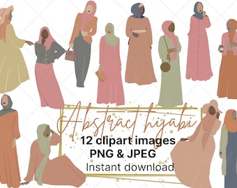 Abstract hijabi women clipart set- faceless women in hijab clipart-muslim ladies clipart- islamic clipart- commecial use clipart