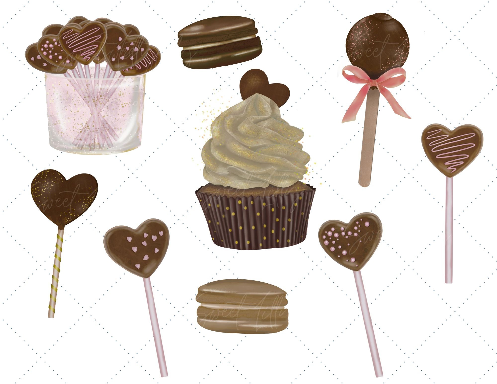 Chocolate Sweets Clip Art Set Chocolate Cupcake Clip Art - Etsy