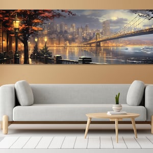 Large Pittsburgh Painting, Vintage Pittsburgh Canvas Print, Impressive Pittsburgh Wall Art, Pittsburgh Bridge Canvas, Pittsburgh Downtown
