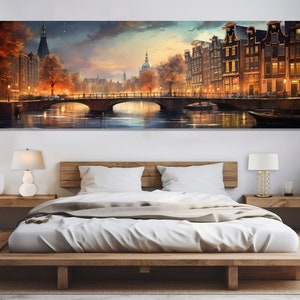 Große Amsterdam Wand Kunst, Vintage Amsterdam Leinwand Druck, Atemberaubende Amsterdam Retro Malerei, Niederlande Malerei, Amsterdam Wanddekor