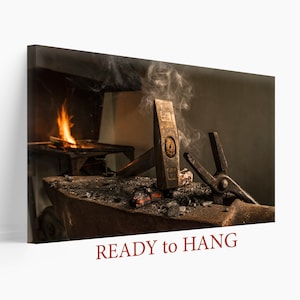 Blacksmith Wall Art, Blacksmith Canvas Art, Blacksmith Tools Print, Tools Wall Decor, Blacksmith Gift, Workshop Wall Art
