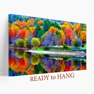 Colorful Trees Canvas Print, Trees Canvas Art, Colorful Forest Photo, Nature Wall Art