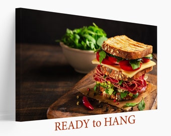 Sandwich Canvas Print, Kitchen Wall Decor, Sandwich Print, Restaurant Decor, Sandwich Photo, Foodie Gift, Food Print