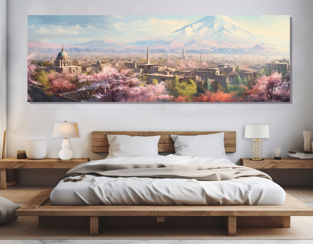 Large Yerevan Canvas Wall Art, Yerevan Skyline Painting, Yerevan Canvas