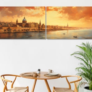 Vintage Valletta Canvas Print, Large Malta Wall Art, Stunning Valletta Painting, Retro Valletta Wall Decor, Malta Canvas Art image 6