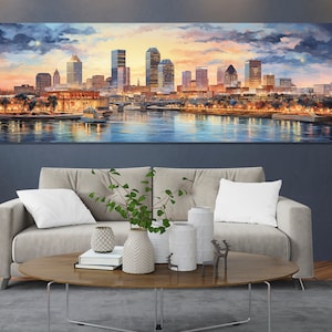 Impresión en lienzo grande del horizonte de Fort Worth, pintura panorámica de Fort Worth, arte mural de Fort Worth, decoración de pared de Fort Worth
