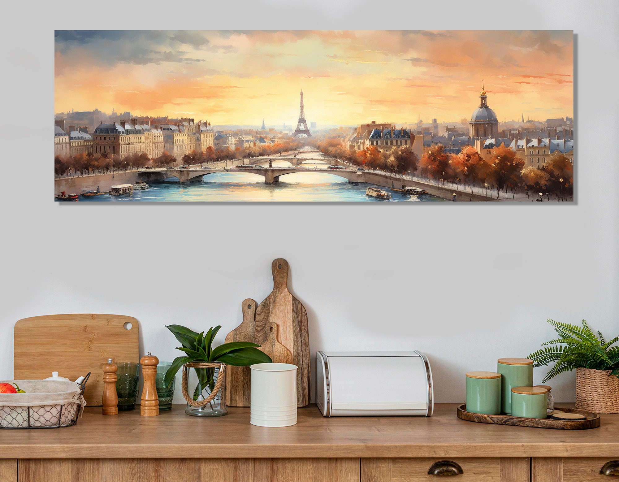 Stunning Paris Skyline Painting, Paris Canvas Print, Large Paris