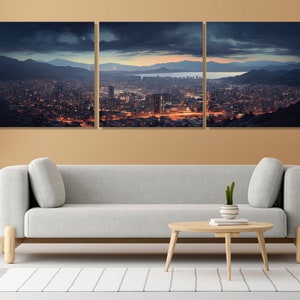 Large La Paz Skyline Canvas Print, Stunning La Paz Painting, La Paz Wall Art, Bolivia Wall Art