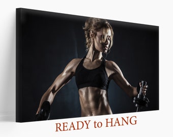 Girl Fitness Canvas, Fitness Girl Wall Art, Girl Workout,  Fitness Girl, Fitness Wall Canvas, Crossfit Canvas Art Sexy girl