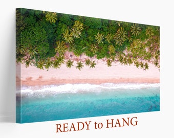 Aerial Beach View, Tropical Beach Canvas Art, Ocean Wall Art, Palms Print Sea, Beach Canvas Print, Beach Wall Decor