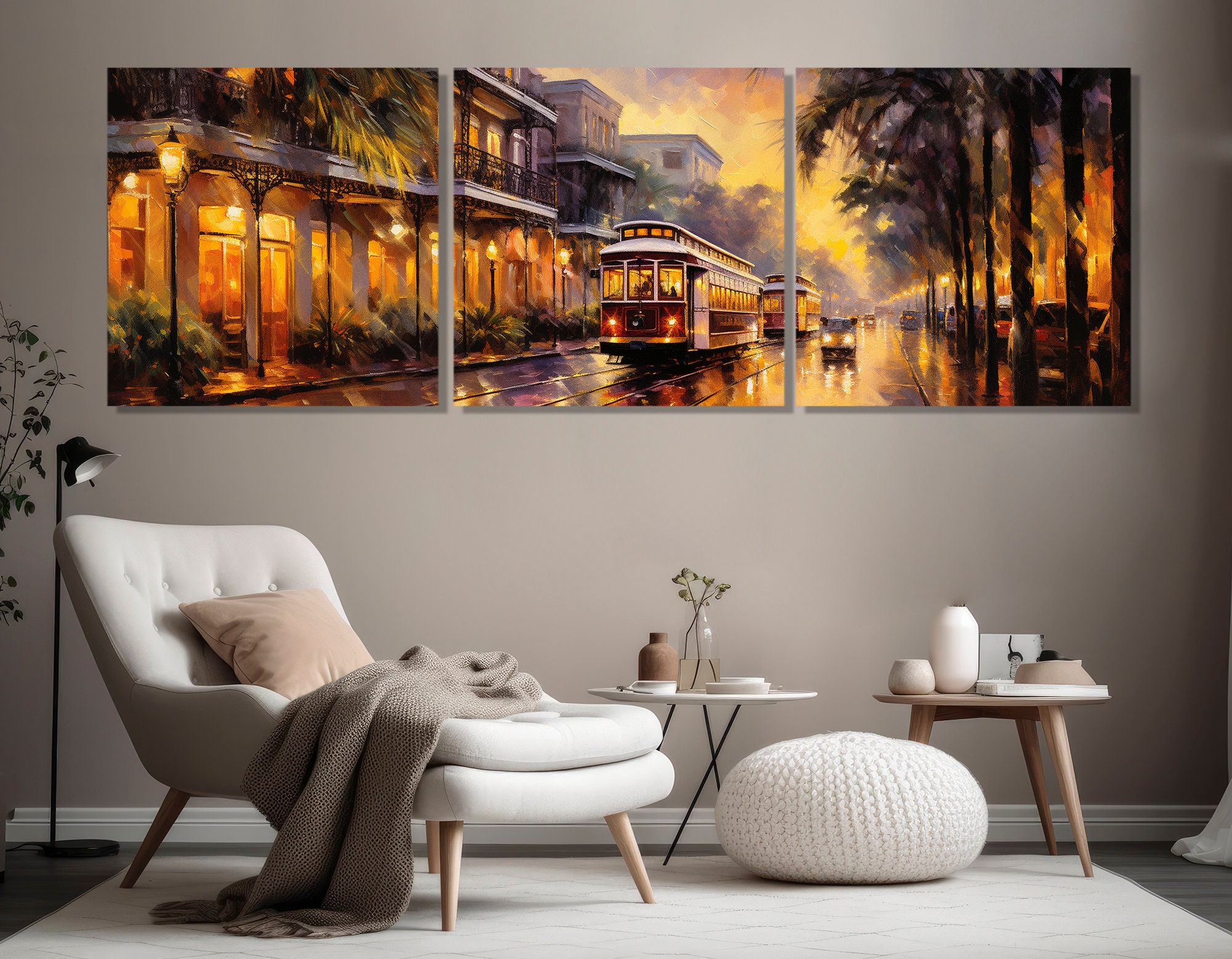 Vintage New Orleans Wall Art, New Orleans Retro Canvas Print, Large New