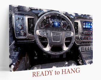 Stampa su tela astratta GMC Sierra Denali, dipinto GMC Denali, arte murale di camion astratti, regalo per fan di camion GMC,