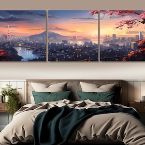 Große Tokio Skyline Leinwand Druck, Tokio Wandkunst, Atemberaubende Tokio Malerei, Tokio Wand-Dekor, Japan Wandkunst