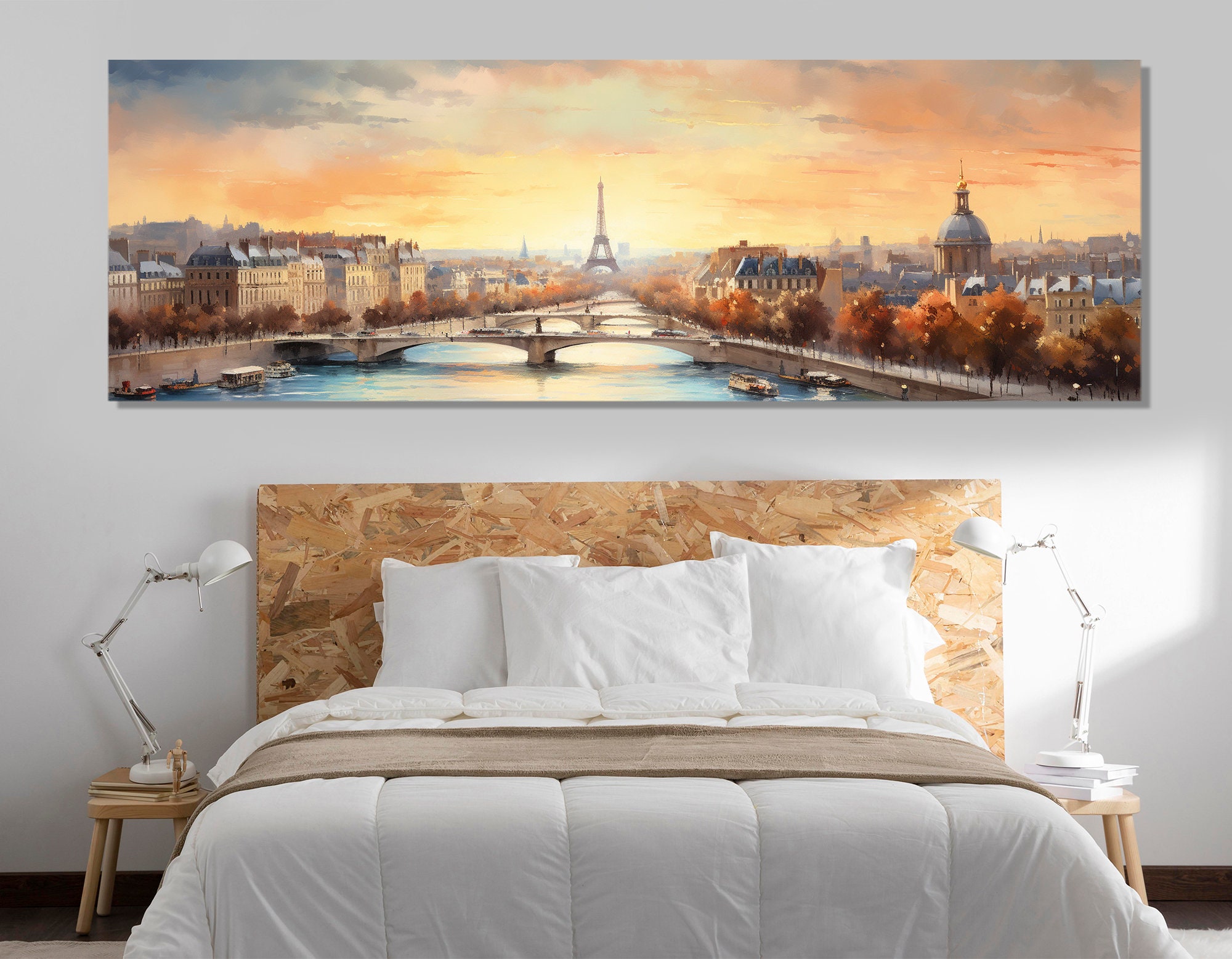 Stunning Paris Skyline Painting, Paris Canvas Print, Large Paris