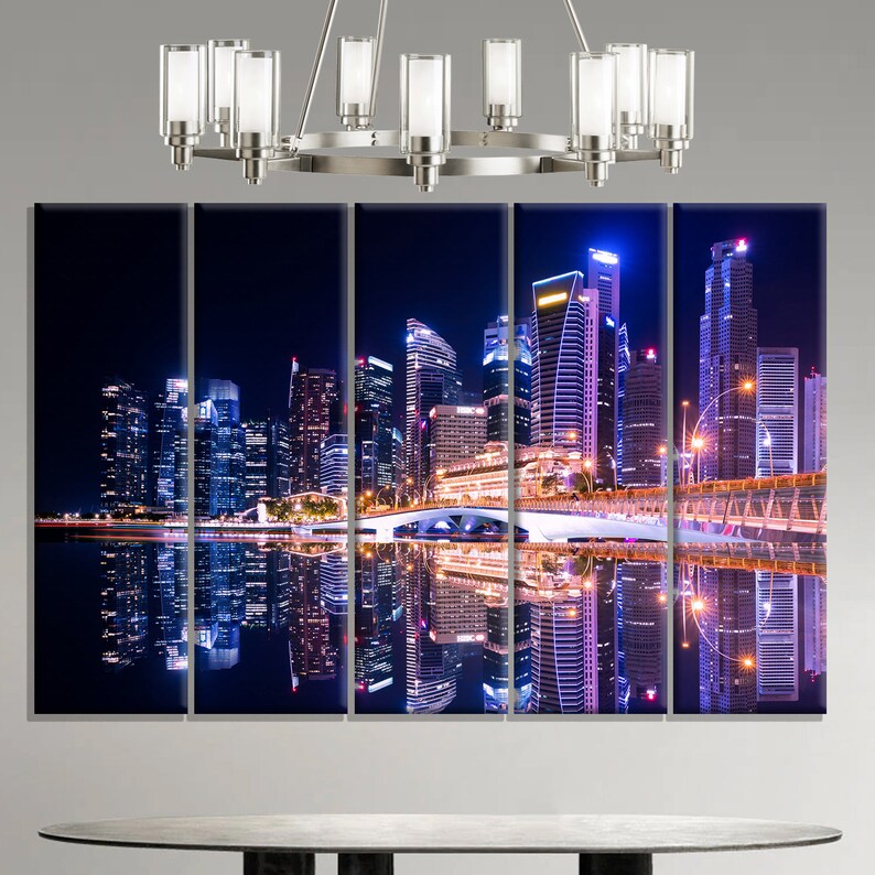 Night City Wall Art City Skyline Canvas Night City Decor Etsy