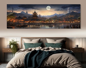 Seoul Canvas Print, Vintage South Korea Cityscape Wall Art